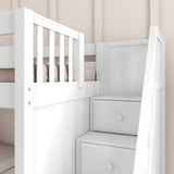 SNIGGLE XL WC : Play Bunk Beds Twin XL Low Bunk Bed with Stairs + Slide, Curve, White