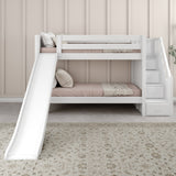 SNIGGLE XL WP : Play Bunk Beds Twin XL Low Bunk Bed with Stairs + Slide, Panel, White