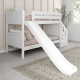 SNIGGLE XL WP : Play Bunk Beds Twin XL Low Bunk Bed with Stairs + Slide, Panel, White