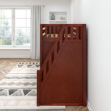 STAR CP : Loft Bed Twin High Loft Bed with Stairs on End, Chestnut Panel