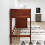 STAR CP : Loft Bed Twin High Loft Bed with Stairs on End, Chestnut Panel