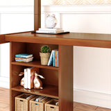 STAR18 XL CP : Storage & Study Loft Beds Twin XL High Loft w/staircase, long desk, 22.5" low bookcase, Panel, Chestnut