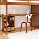 STAR18 XL CS : Storage & Study Loft Beds Twin XL High Loft w/staircase, long desk, 22.5" low bookcase, Slat, Chestnut