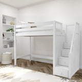 STAR WC : Staircase Loft Beds Twin High Loft Bed with Stairs, Curve, White