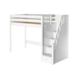 STAR WP : Staircase Loft Beds Twin High Loft Bed with Stairs, Panel, White
