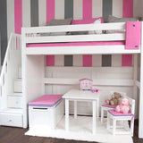 STAR WS : Staircase Loft Beds Twin High Loft Bed with Stairs, Slat, White