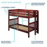 STELLAR CP : Bunk Bed Classic Mid Twin Bunk Bed with Stairs on End, Chestnut Panel