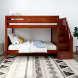 STELLAR CP : Classic Bunk Beds Twin Medium Bunk Bed with Stairs, Panel, Chestnut