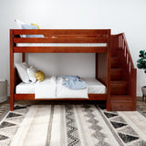 STELLAR CP : Staircase Bunk Beds Twin Medium Bunk Bed with Stairs, Panel, Chestnut