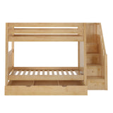 STELLAR TD NS : Bunk Beds Twin Medium Bunk Bed with Stairs and Trundle Drawer, Slat, Natural