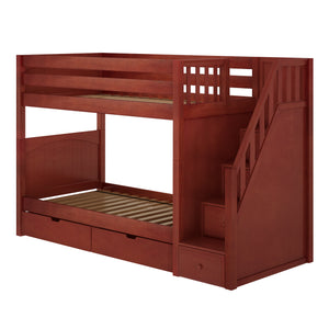 Twin Medium Bunk Bed with Stairs and Underbed Storage Drawer