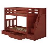 STELLAR UD CS : Bunk Beds Twin Medium Bunk Bed with Stairs and Underbed Storage Drawer, Slat, Chestnut