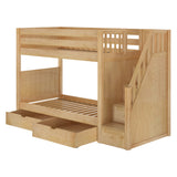 STELLAR UD NP : Staircase Bunk Beds Twin Medium Bunk Bed with Stairs and Underbed Storage Drawer, Panel, Natural