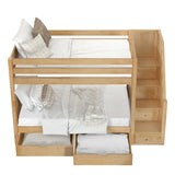 STELLAR UD NP : Bunk Beds Twin Medium Bunk Bed with Stairs and Underbed Storage Drawer, Panel, Natural