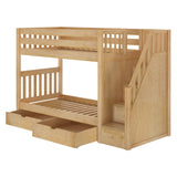 STELLAR UD NS : Bunk Beds Twin Medium Bunk Bed with Stairs and Underbed Storage Drawer, Slat, Natural