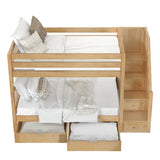 STELLAR UD NS : Bunk Beds Twin Medium Bunk Bed with Stairs and Underbed Storage Drawer, Slat, Natural