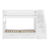 STELLAR UD WS : Bunk Beds Twin Medium Bunk Bed with Stairs and Underbed Storage Drawer, Slat, White
