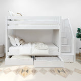 STELLAR UD WS : Bunk Bed Twin Medium Bunk Bed with Stairs and Underbed Storage Drawer, Slat, White