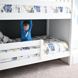 STELLAR WP : Bunk Bed Classic Mid Twin Bunk Bed with Stairs on End, Classic White Panel