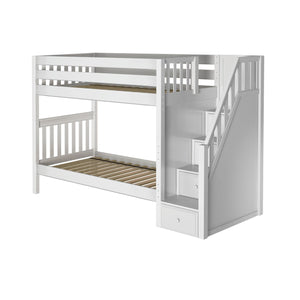 STELLAR NS : Classic Bunk Beds Twin Medium Bunk Bed with Stairs, Slat, Natural