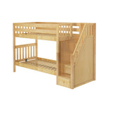 STELLAR XL NS : Staircase Bunk Beds Twin XL Medium Bunk Bed with Stairs, Slat, Natural