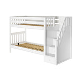STELLAR XL WS : Staircase Bunk Beds Twin XL Medium Bunk Bed with Stairs, Slat, White