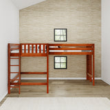 SUMMIT 1 CP : Corner Loft Beds Twin Full High Corner Loft Bed with Ladders on End, Panel, Chestnut