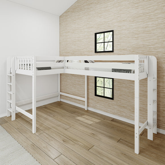 SUMMIT 1 WP : Corner Loft Beds Twin Full High Corner Loft Bed with Ladders on End, Panel, White