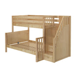 SUMO NP : Staggered Bunk Beds Twin over Full Bunk Bed with Staircase Entry, Panel, Natural