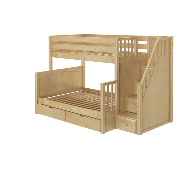 Medium Twin over Full Bunk Bed with Stairs and Underbed Storage Drawer