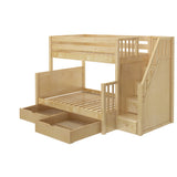 SUMO UD NP : Bunk Beds Medium Twin over Full Bunk Bed with Stairs and Underbed Storage Drawer, Panel, Natural
