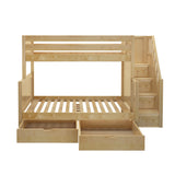 SUMO UD NP : Bunk Beds Medium Twin over Full Bunk Bed with Stairs and Underbed Storage Drawer, Panel, Natural