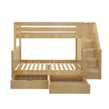 SUMO UD NS : Bunk Beds Medium Twin over Full Bunk Bed with Stairs and Underbed Storage Drawer, Slat, Natural