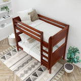TALL CP : Classic Bunk Beds Twin High Bunk Bed with Straight Ladder on Front, Panel, Chestnut