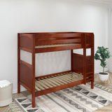 TALL CP : Classic Bunk Beds Twin High Bunk Bed with Straight Ladder on Front, Panel, Chestnut