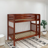 TALL CS : Classic Bunk Beds Twin High Bunk Bed with Straight Ladder on Front, Slat, Chestnut