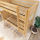 TALL NP : Classic Bunk Beds Twin High Bunk Bed with Straight Ladder on Front, Panel, Natural