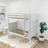 TALL WP : Classic Bunk Beds Twin High Bunk Bed with Straight Ladder on Front, Panel, White