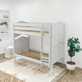 TALL XL WC : Classic Bunk Beds Twin XL High Bunk Bed with Straight Ladder on Front, Curve, White