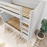 TALL XL WC : Classic Bunk Beds Twin XL High Bunk Bed with Straight Ladder on Front, Curve, White
