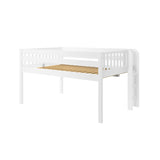 TENSE XL WS : Standard Loft Beds Queen Low Loft Bed with Straight Ladder on End, Slat, White
