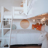 TERTIARY WP : Multiple Bunk Beds Twin Medium Corner Loft Bunk Bed with Ladder + Stairs - R, Panel, White