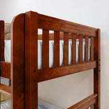 TERTIARY XL CS : Multiple Bunk Beds Twin XL Medium Corner Loft Bunk Bed with Angled Ladder and Stairs on Right, Slat, Chestnut