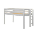 TIGHT XL WS : Standard Loft Beds Twin XL Low Loft Bed with Straight Ladder on End, Slat, White