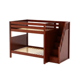 TOPPER CP : Staircase Bunk Beds Full High Bunk Bed with Stairs, Panel, Chestnut