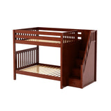 TOPPER CS : Staircase Bunk Beds Full High Bunk Bed with Stairs, Slat, Chestnut