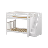 TOPPER WS : Staircase Bunk Beds Full High Bunk Bed with Stairs, Slat, White