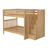 TOPPER XL NS : Staircase Bunk Beds Full XL High Bunk Bed with Stairs, Panel, Natural
