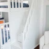 TOTEM WS : Bunk Bed High Twin over Full Bunk Bed with Stairs, Slat, White
