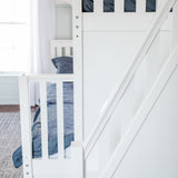 TOTEM WS : Bunk Bed High Twin over Full Bunk Bed with Stairs, Slat, White